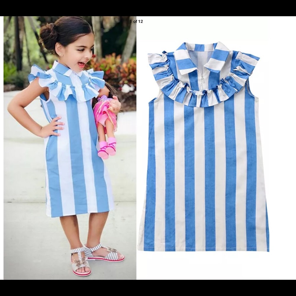 2for10 NWOT light blue striped & white girls dress